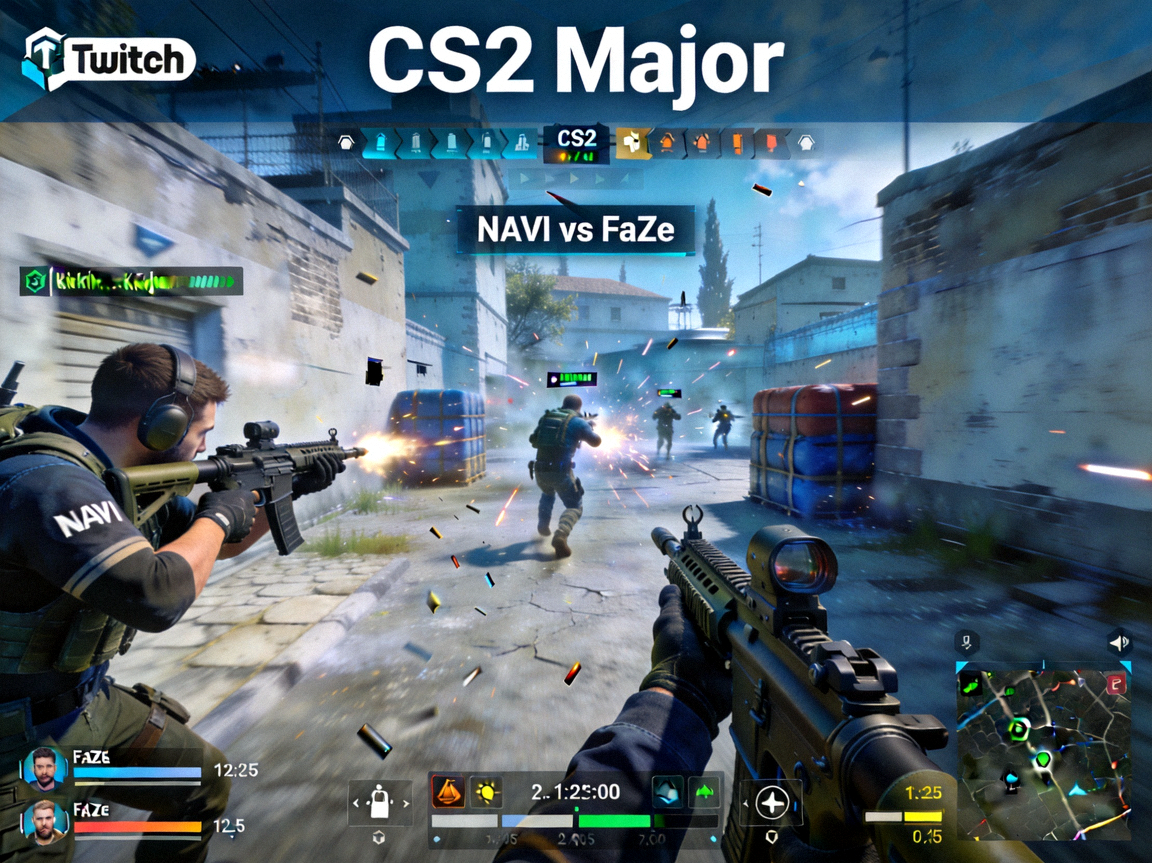 CS2 Major 赛事高清直播画面 - NAVI 对阵 FaZe 比赛进行中